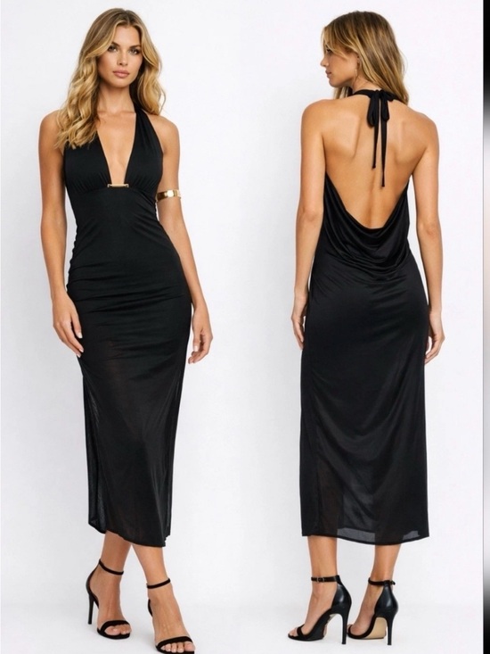 Caroline Constas Dresses & Skirts - Caroline Constas Black Halter Backless cover up Dress